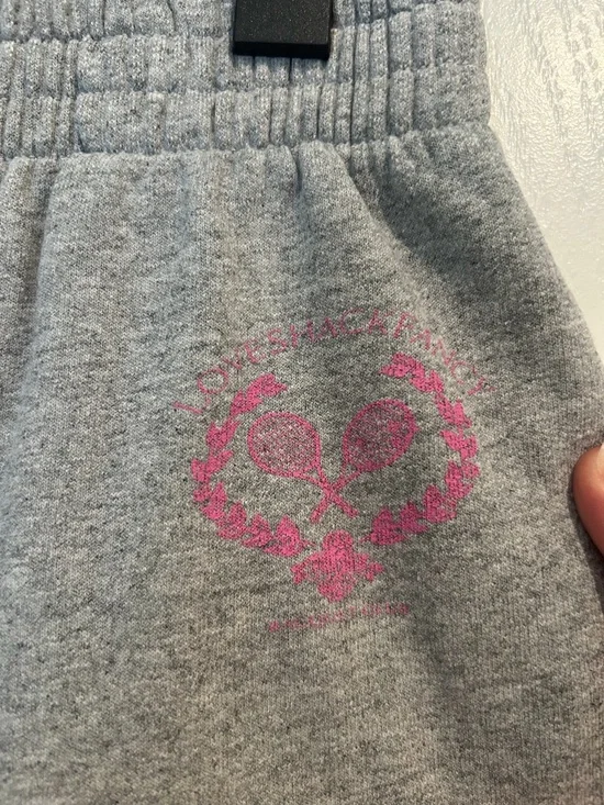 LOVE SHACK FANCY Gray Sweatpants with Pink Heart Accent / Size XS / - Picture 3 of 7